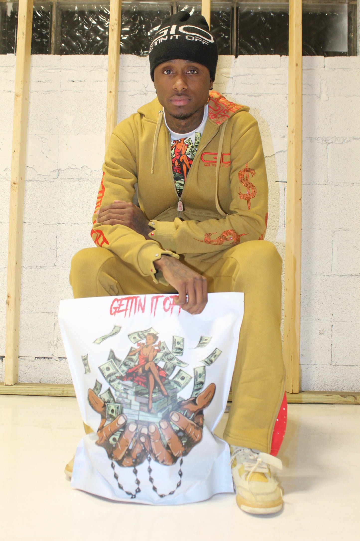 GETTIN IT OFF — Dragon Claw Zip Hoodie (Premium Edition) ‘Tan’