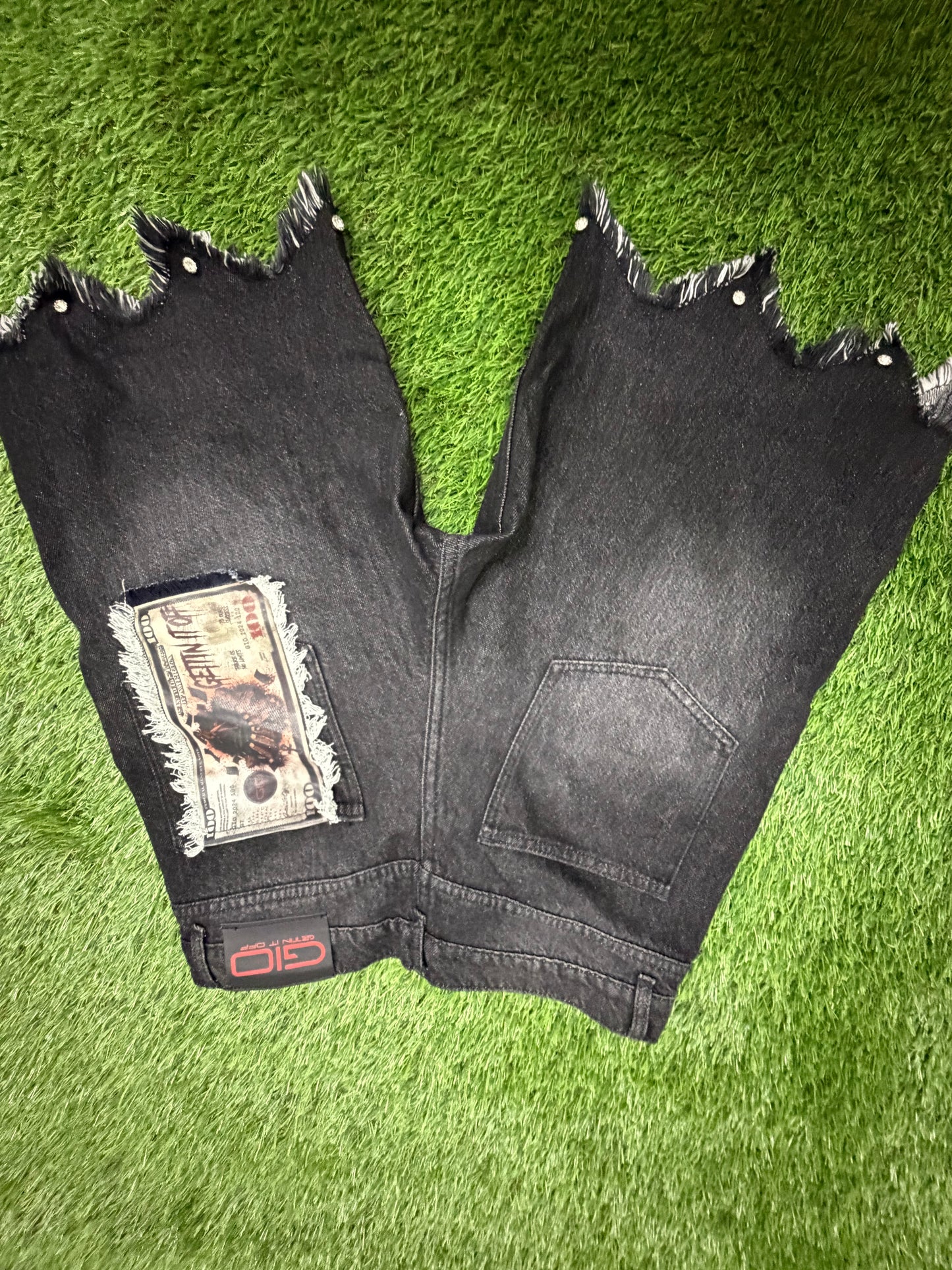 Gettin It Off “Money Stone”Denim” Shorts