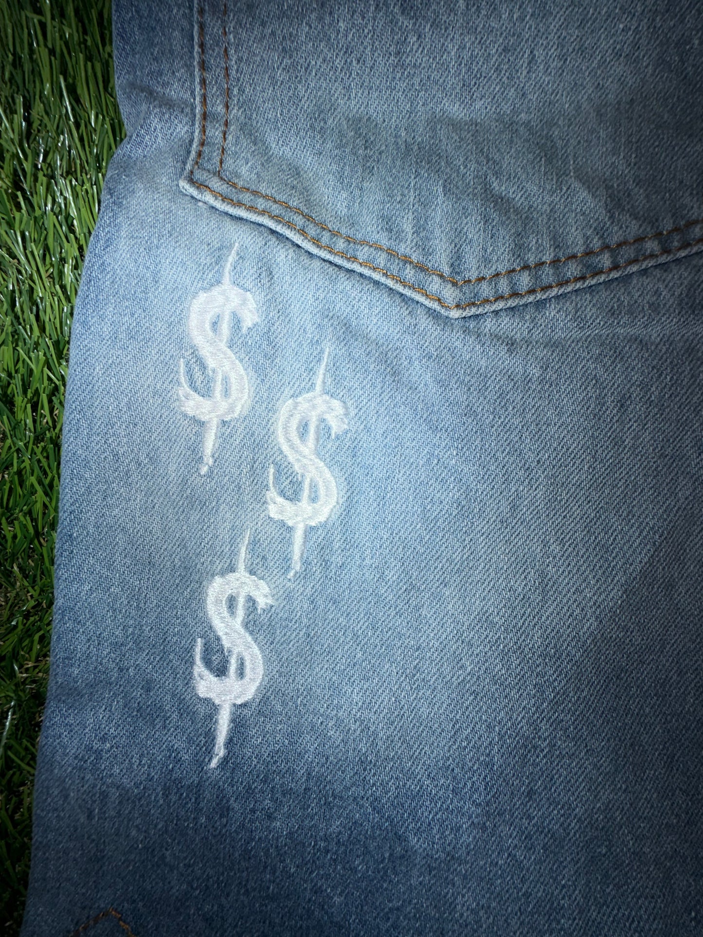 Gettin It Off “Money Stone”Denim” Shorts