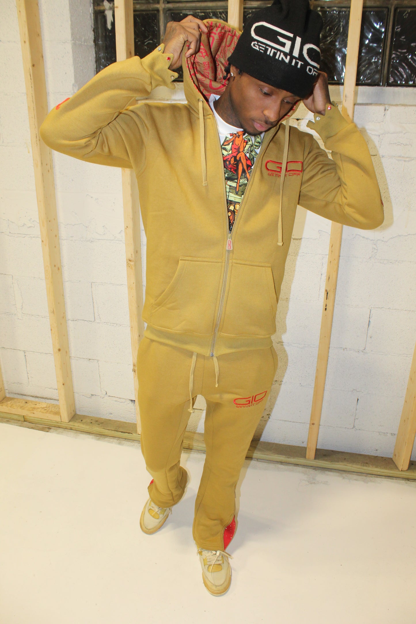 GETTIN IT OFF — Dragon Claw Zip Hoodie (Premium Edition) ‘Tan’