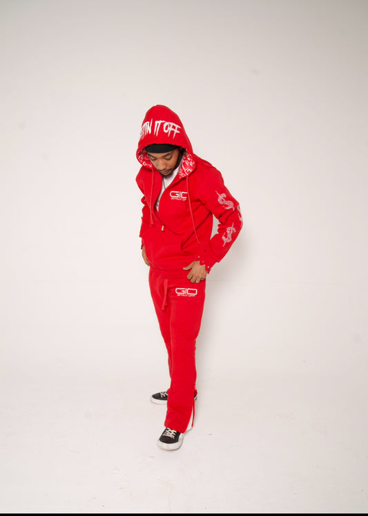 GET OFF CUFF Zip Hoodie ‘Red’