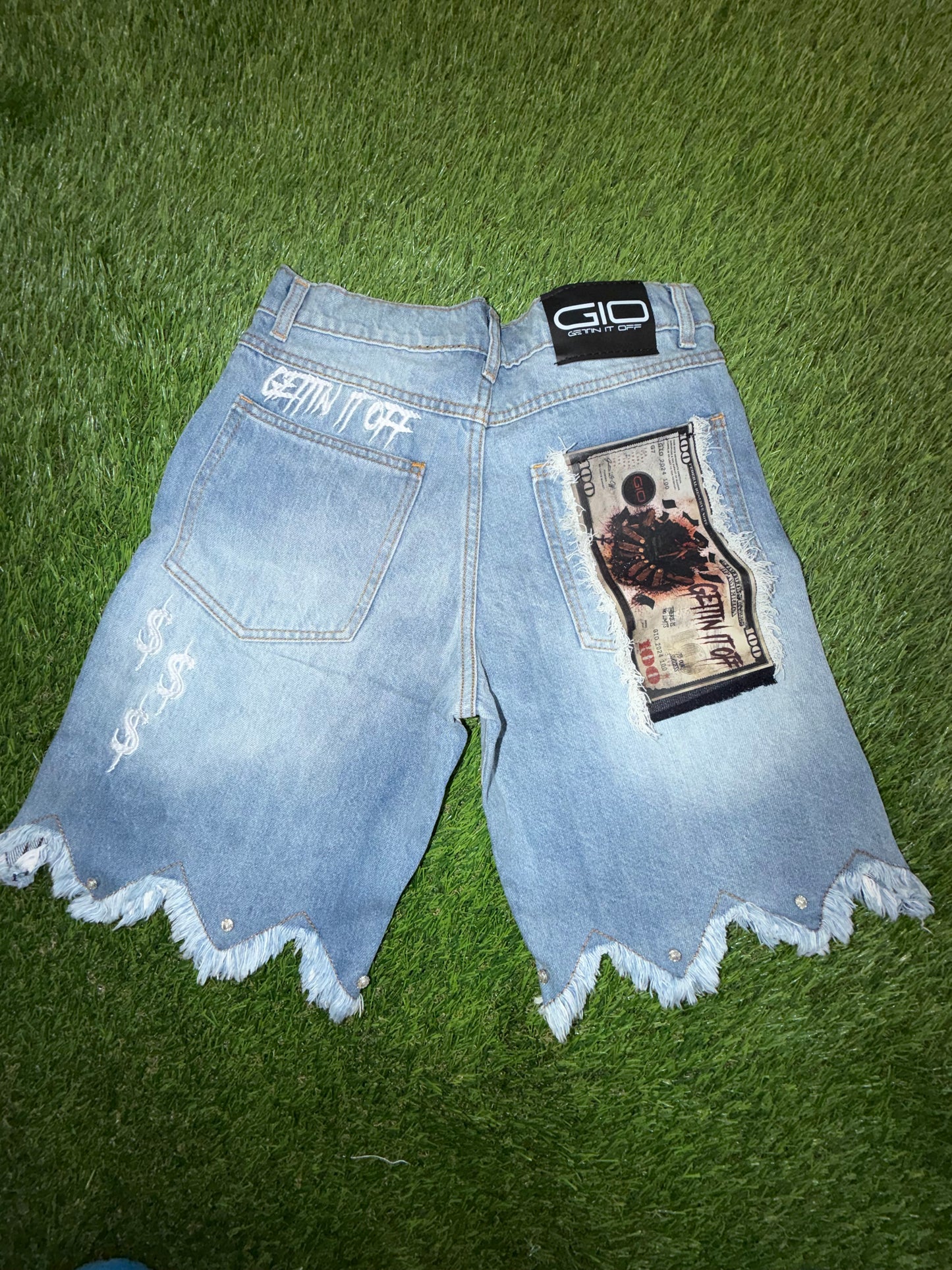 Gettin It Off “Money Stone”Denim” Shorts