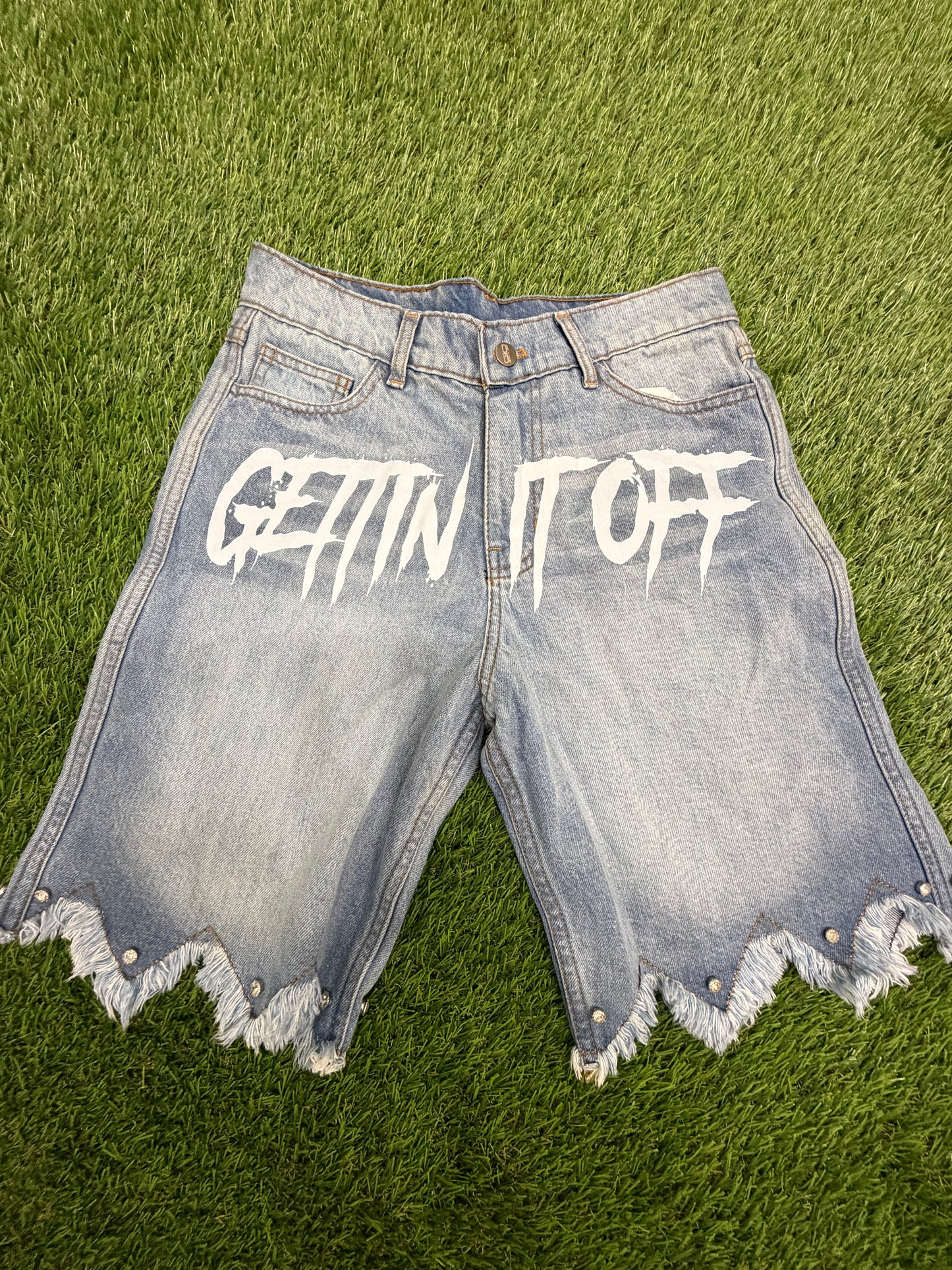 Gettin It Off “Money Stone”Denim” Shorts